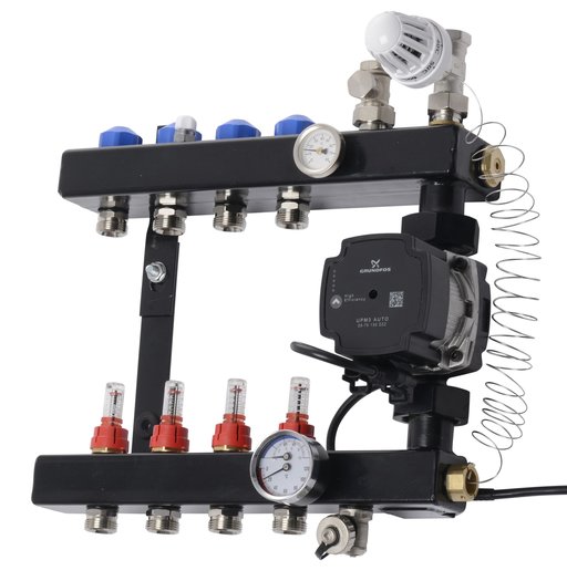 VTE In Line Vloerverwarming Verdeler 5 Groepen Met Flowmeters